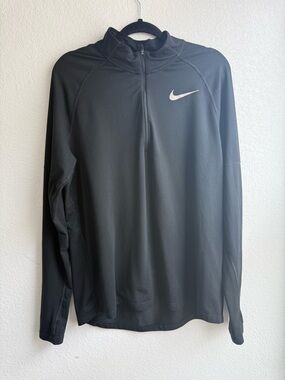 Nike Black Long-Sleeve Half-Zip Performance Jacket Dri Fit Running